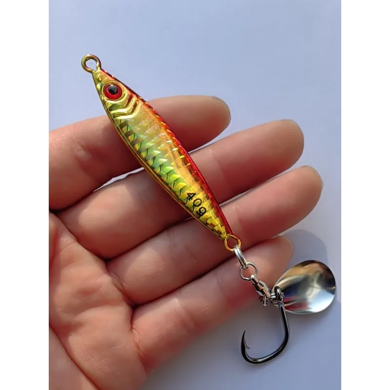 Zufällige Farbe 1pc Drehring Einzelhaken Pailletten Angeln Teppanyaki Leadfish Spanische Makrele Zufälliger Kabeljau Schwertfisch Läufer Köder