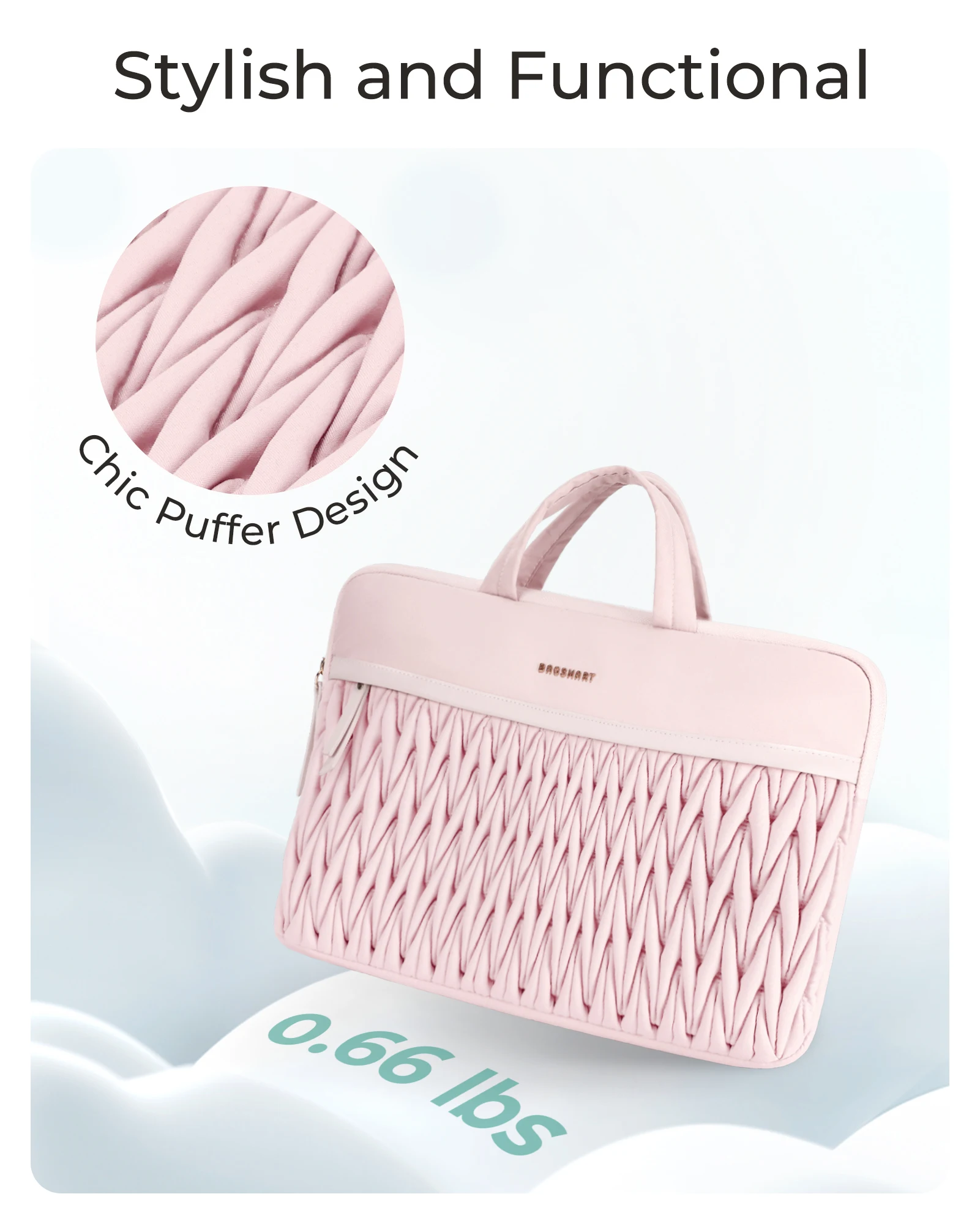 BAGSMART Women Laptop Case 13.6/14/15/15.6Inch Laptop Storage Bag for Macbook Air Pro Lenovo Xiaomi HP Ipad10.5/10.9/11Sleeve