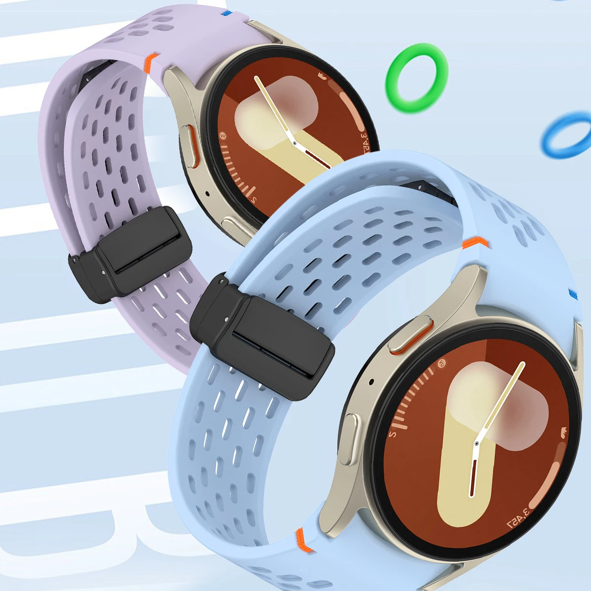 サムスンギャラクシーウォッチ用の磁気シリコンストラップ,7,6,5,4,44mm, 40mm, 6クラシック,5プロ