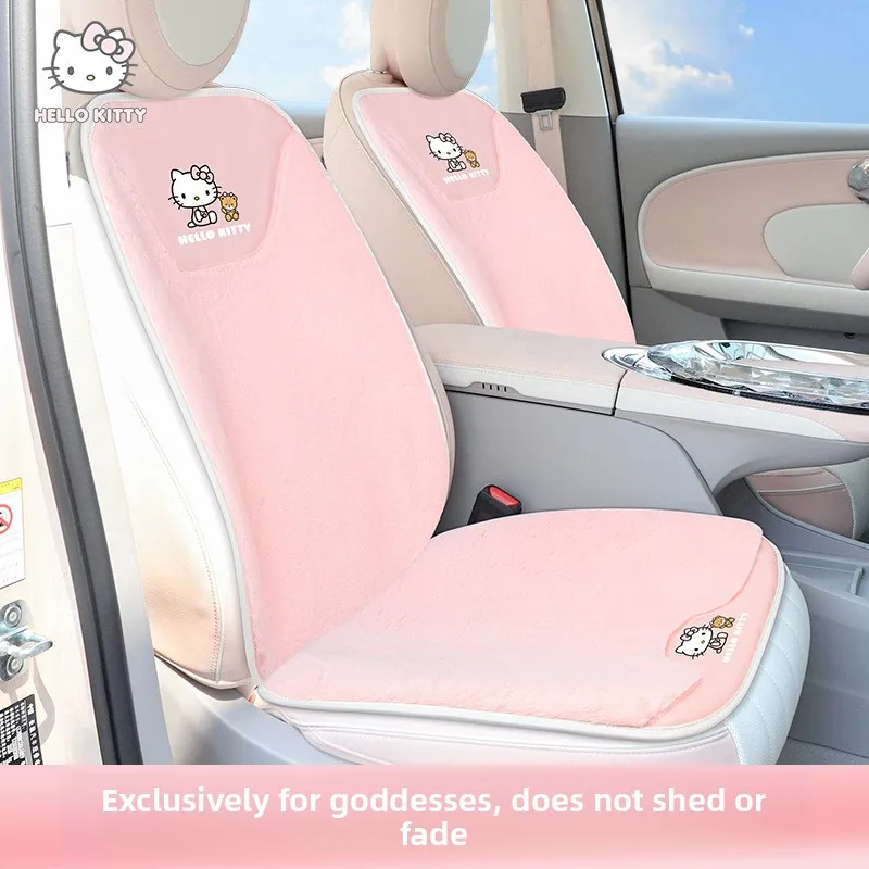 

Kawaii Sanrio Hello Kitty Car Seat Cover Cartoon Animation Kt Cat Winter Warm Plush Cushion Protection Mat Car Accessories Gift
