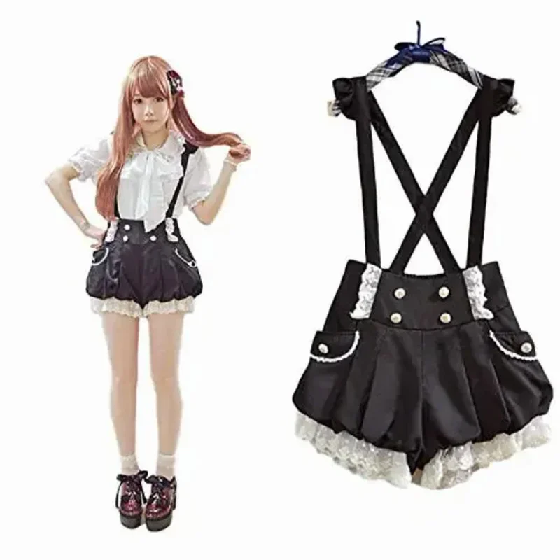 

Kawaii Girls Lolita Suspender Lace Pumpkin Shorts Cute Lantern Pants Loli