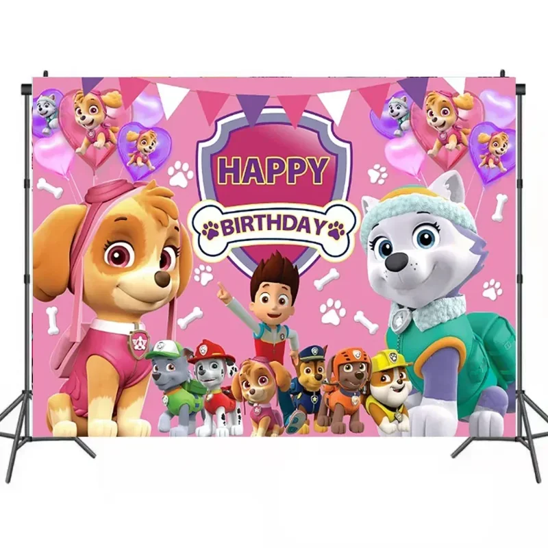 Paw Patrol Kids Birthday Party Backdrop Anime Figure Patrol Canine Background Baby Shower Wall Hanging Photography Decoration