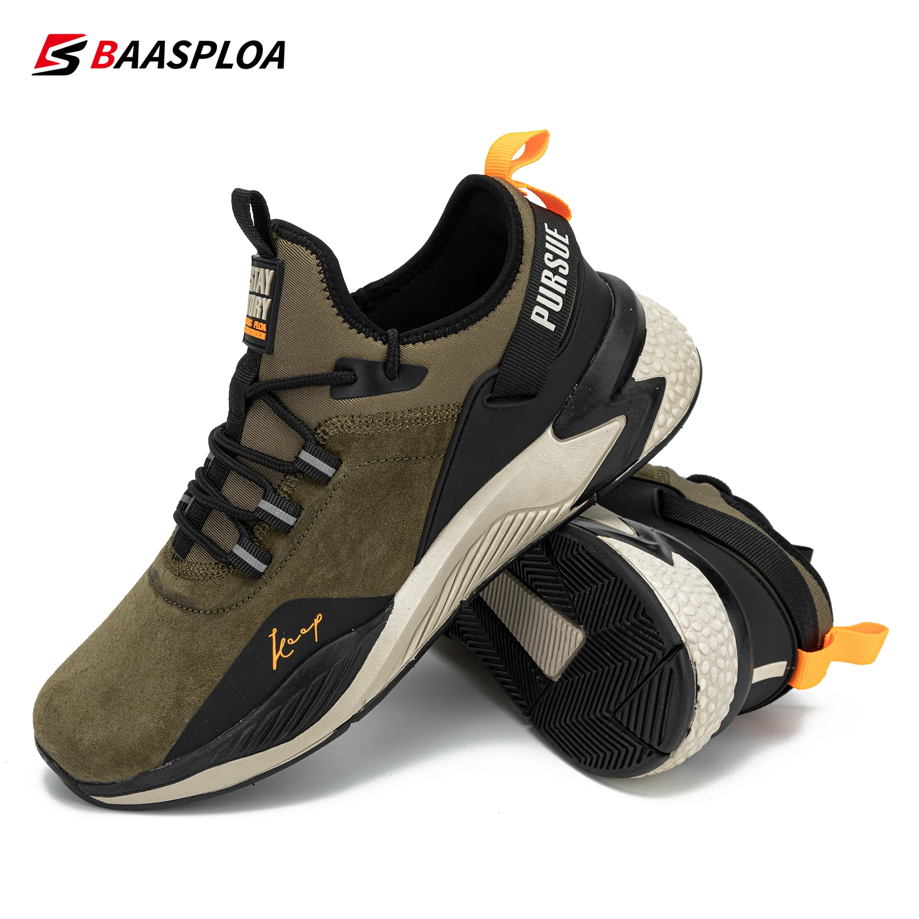 Baasploa New Men Running Shoes Non-slip Shock Absorption Lightweight Casual Shoes Waterproof Male Comfortable Sneakers for Men