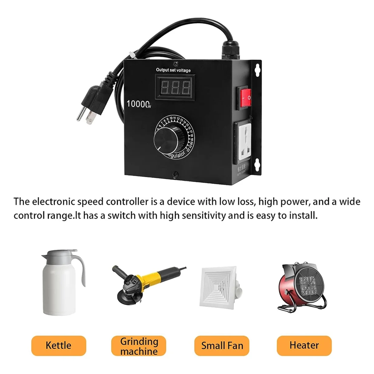AAA87 10000W SCR AC Variable Speed Controller, Fan and Motor Speed Control 120V-220V AC, 22A, Ideal for Electric Tools Eu Plug