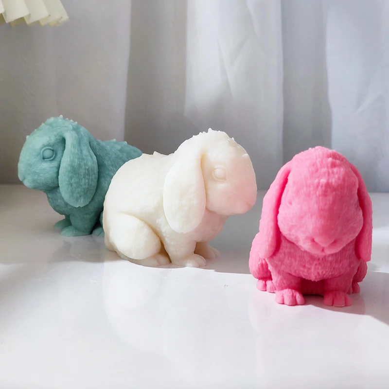 Big eyed and long eared rabbit mold, handmade aromatherapy rabbit candle, gypsum rabbit decorative cake mold