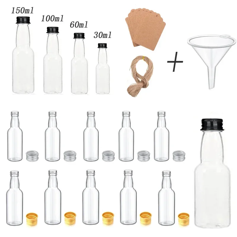 30Pcs 30ml-150ml Mini Aluminum Cap Plastic Bottle Empty Juice Bottles Refillable  Containers For DIY Decoration Wedding Party