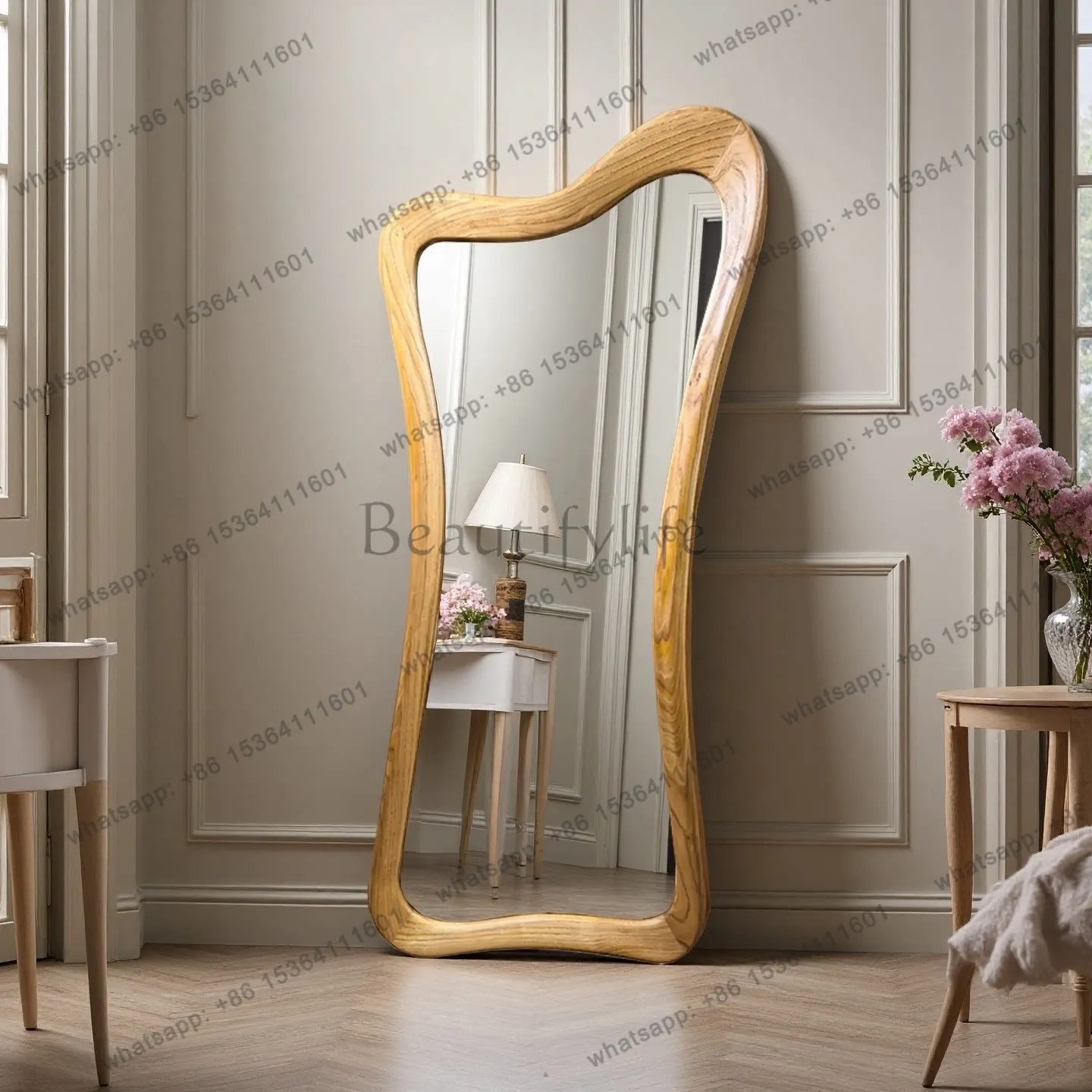 D33 medieval special-shaped wall-mounted full-length mirror irregular wall-mounted fitting mirror