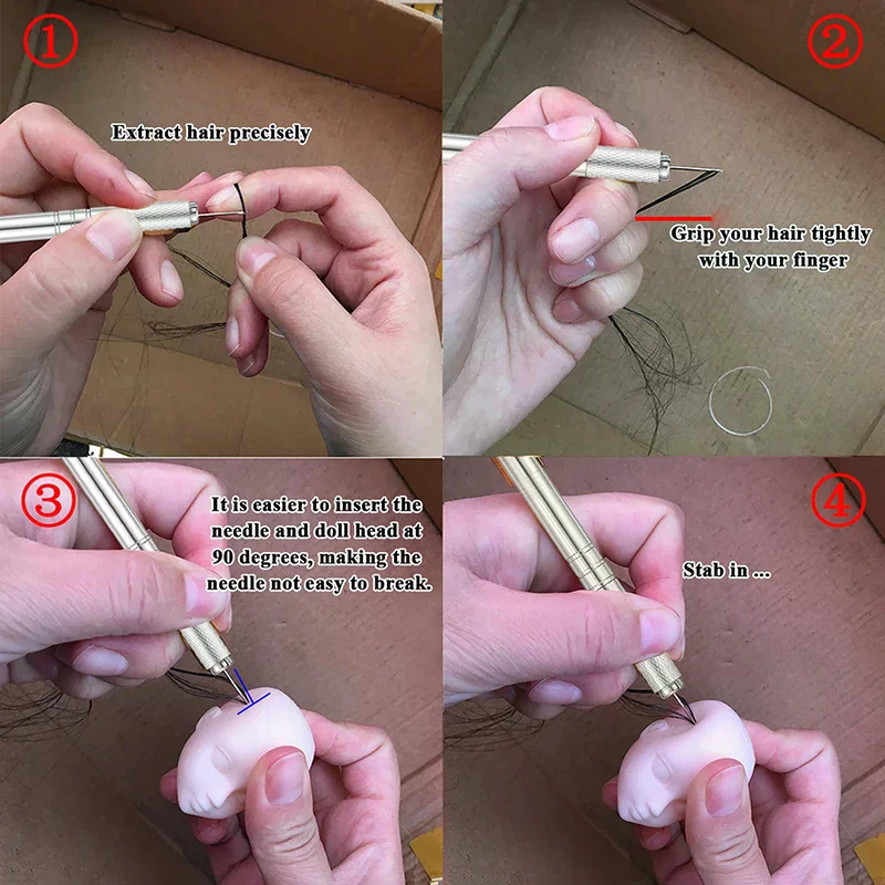 Doll Head Hair Rooting & Repaint Tools- 0.6mm 0.8mm Rerooting Needles, Wig Making Supplies and Accessories