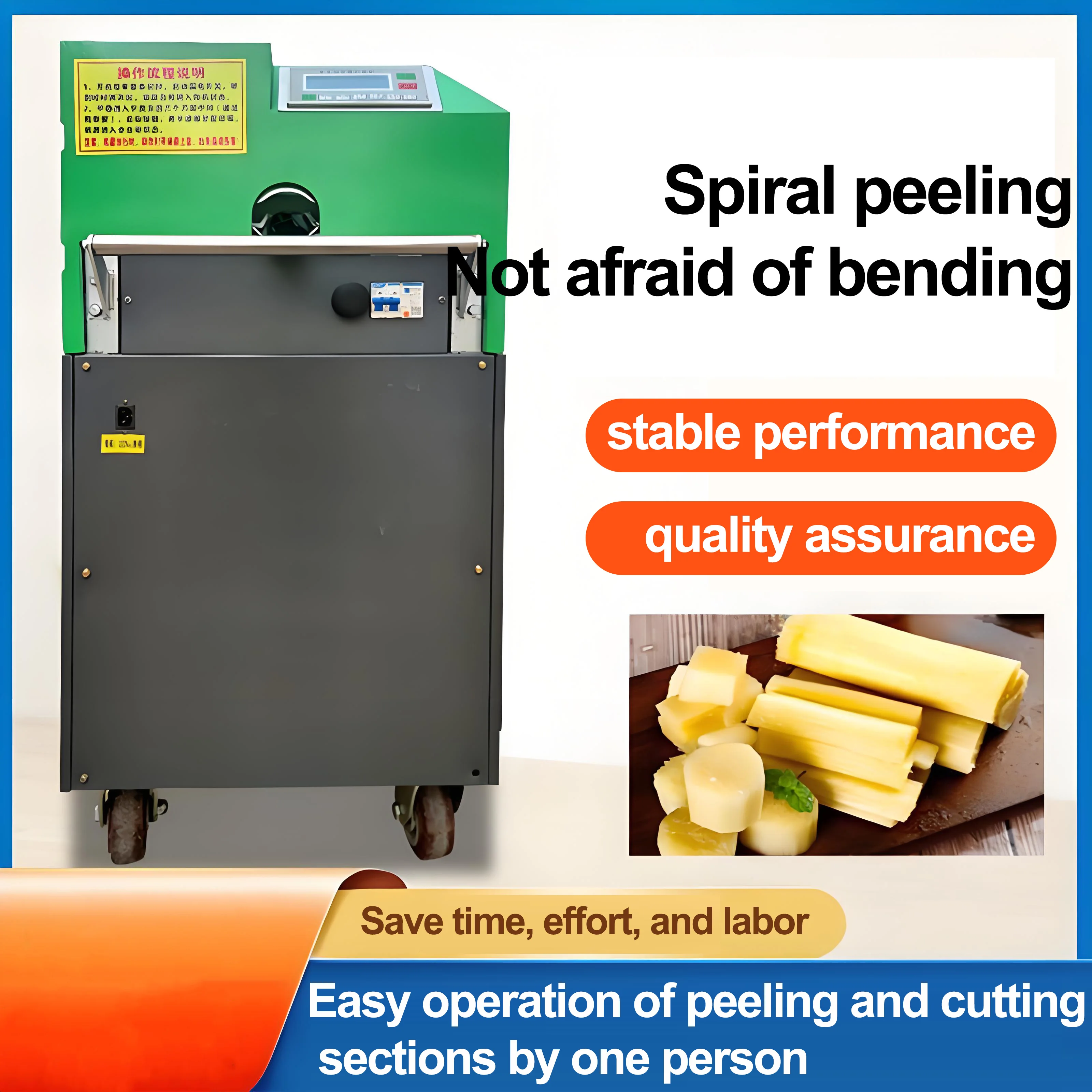 High Efficiency Sugar Cane Peeling and Cutting Machine Sugarcane Skin Peeling Removing Machine Sugarcane Cutting Machine
