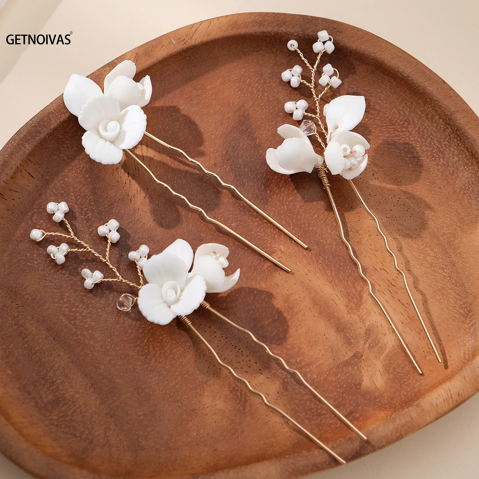 

3PCS U-Shape Hairpin Set Wedding Pearl Flower Hair Comb Hair Stick Hairpin Hair Clips Headpiece Bridal Hair Jewelry Accessories