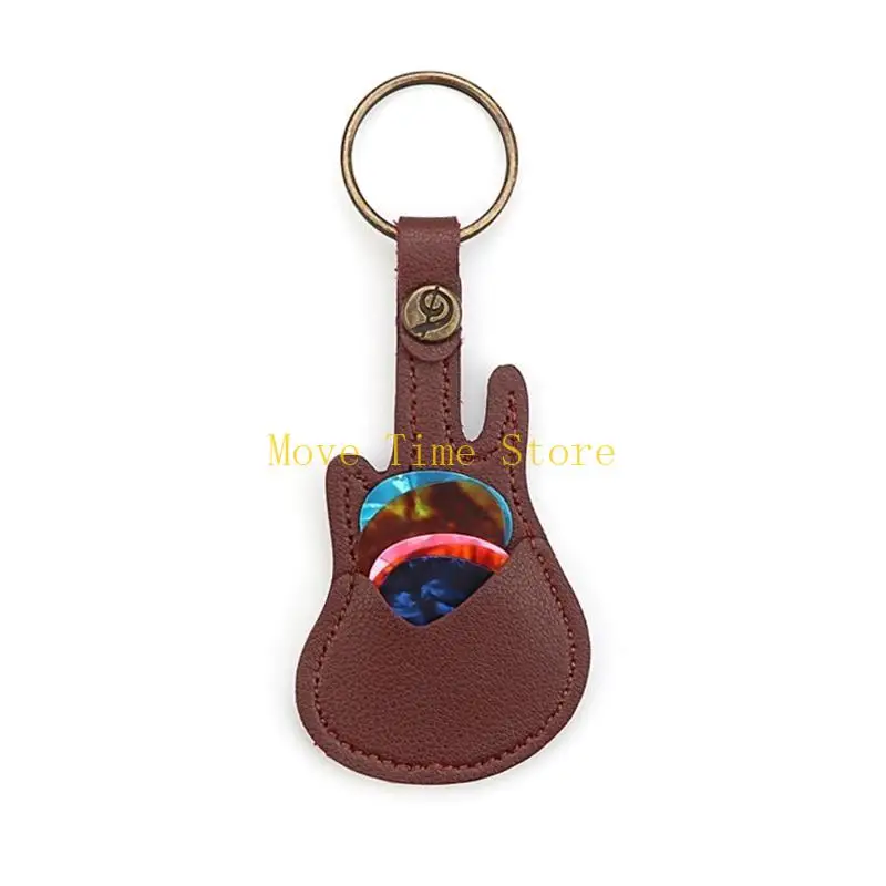 92ME Guitar Picks Case مع 5 اختيارات ، حقيبة تختار الجلود واختيار الحمل مع Keyring لقيثارة الجيتار الجيتار