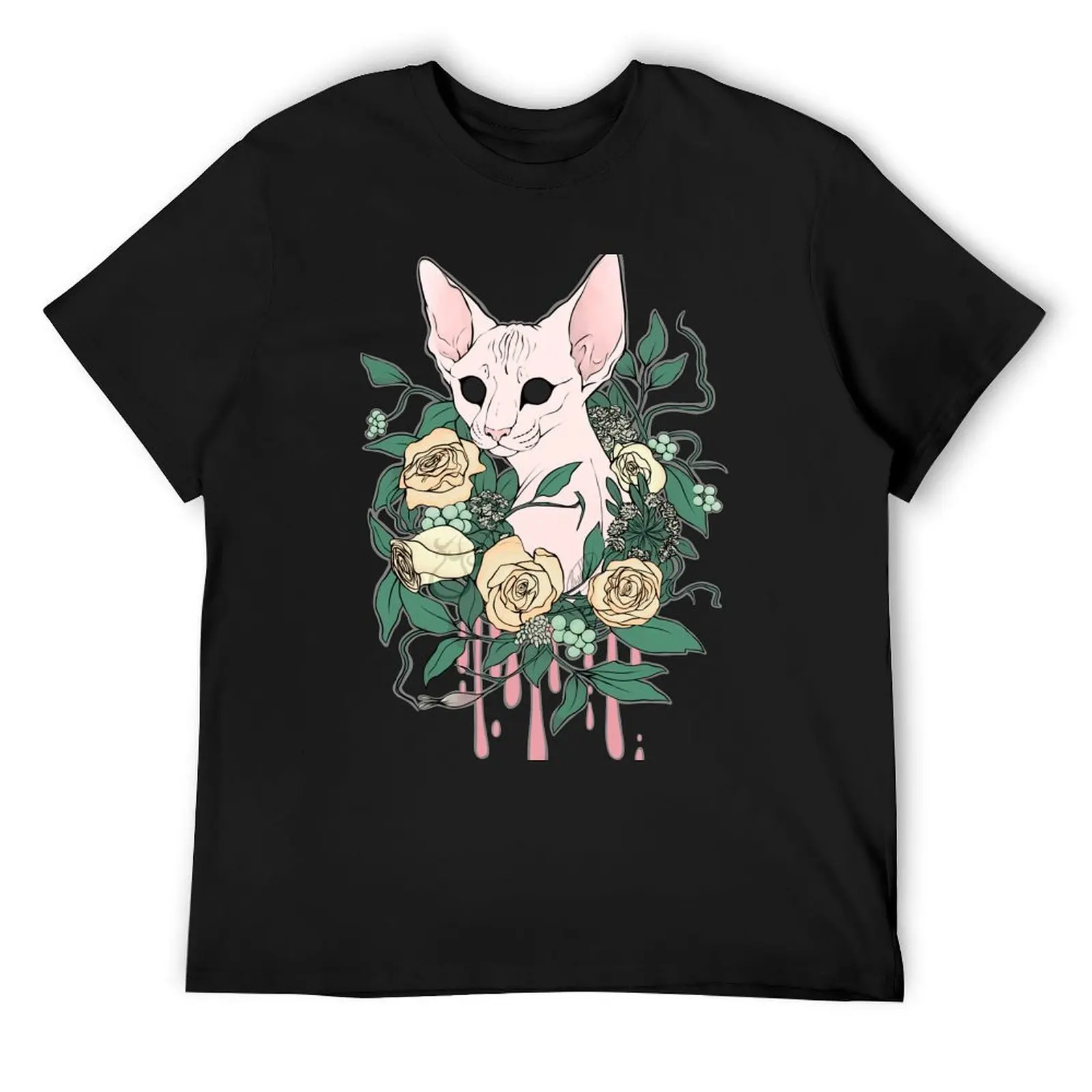 Light Floral Feline T-Shirt vintage clothes oversized t shirt mens t shirt graphic