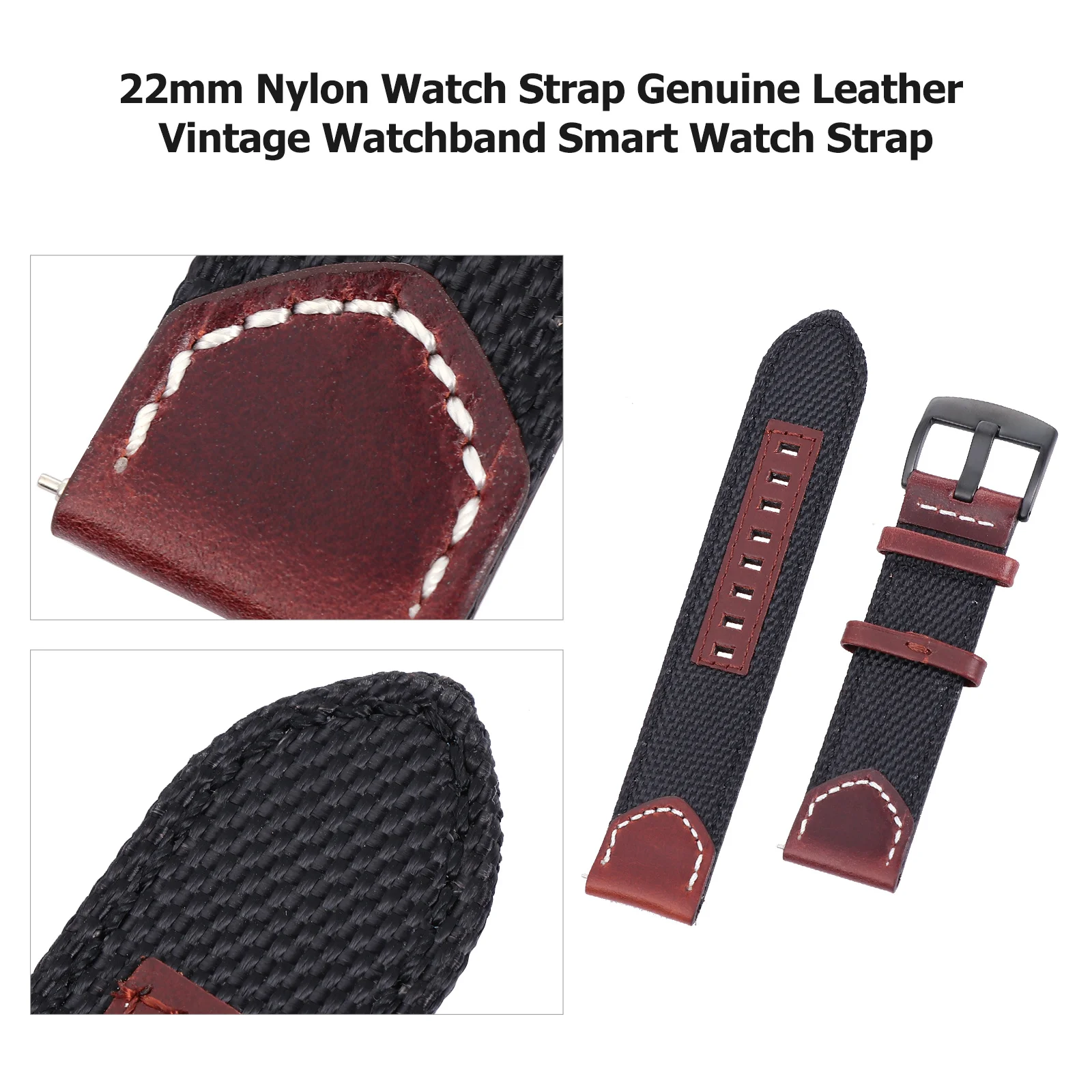 سوار ساعة عتيق 22 ملم خفيف الوزن ومتين وضغط قابل للتعديل لساعة ذكية هدية عيد ميلاد #5