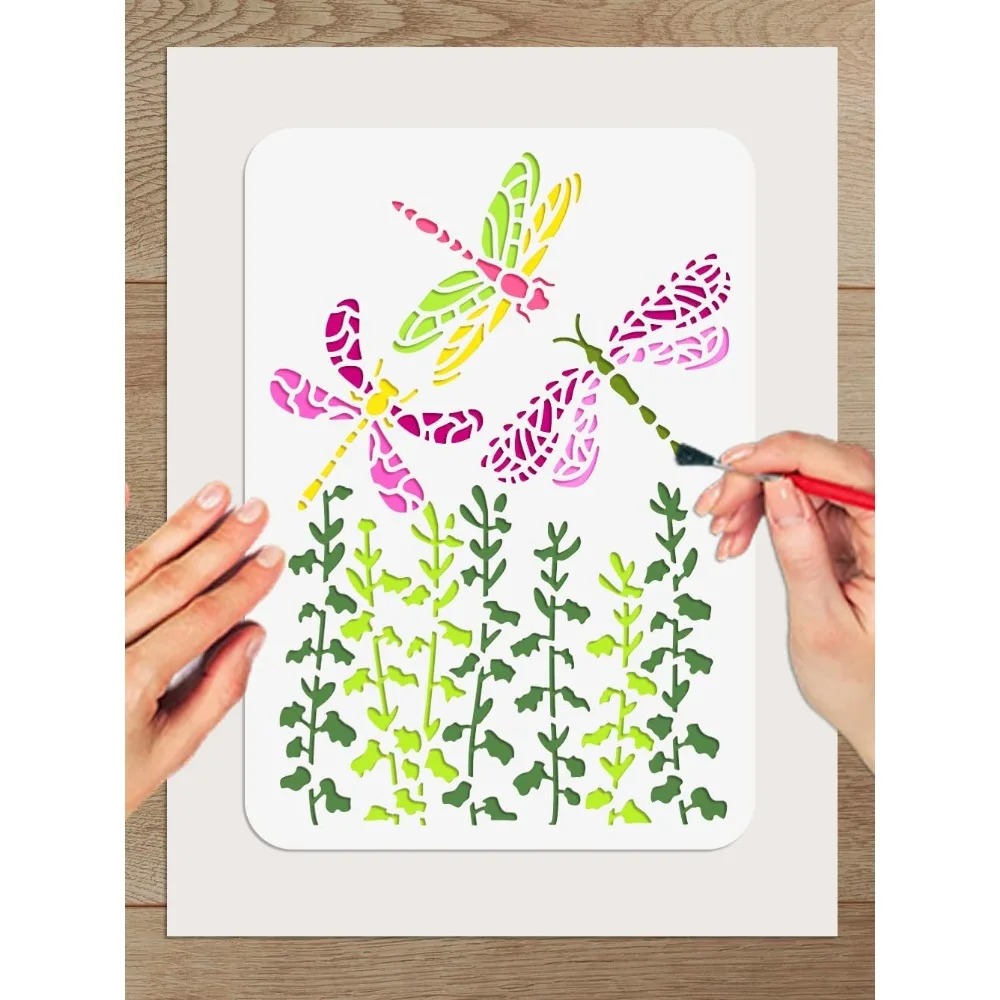 1Pcs Dragonfly Stencils for Painting 11.7x8.3inchs Weed Painting Stencil Autumn Crafts Drawing Templates