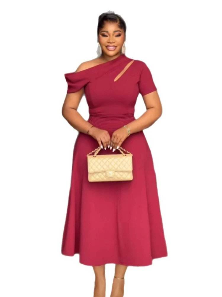 

African Dresses For Women Elegant Polyester 2025 New Muslim Fashion Abayas Dashiki Robe Kaftan Maxi Dress Turkish Africa