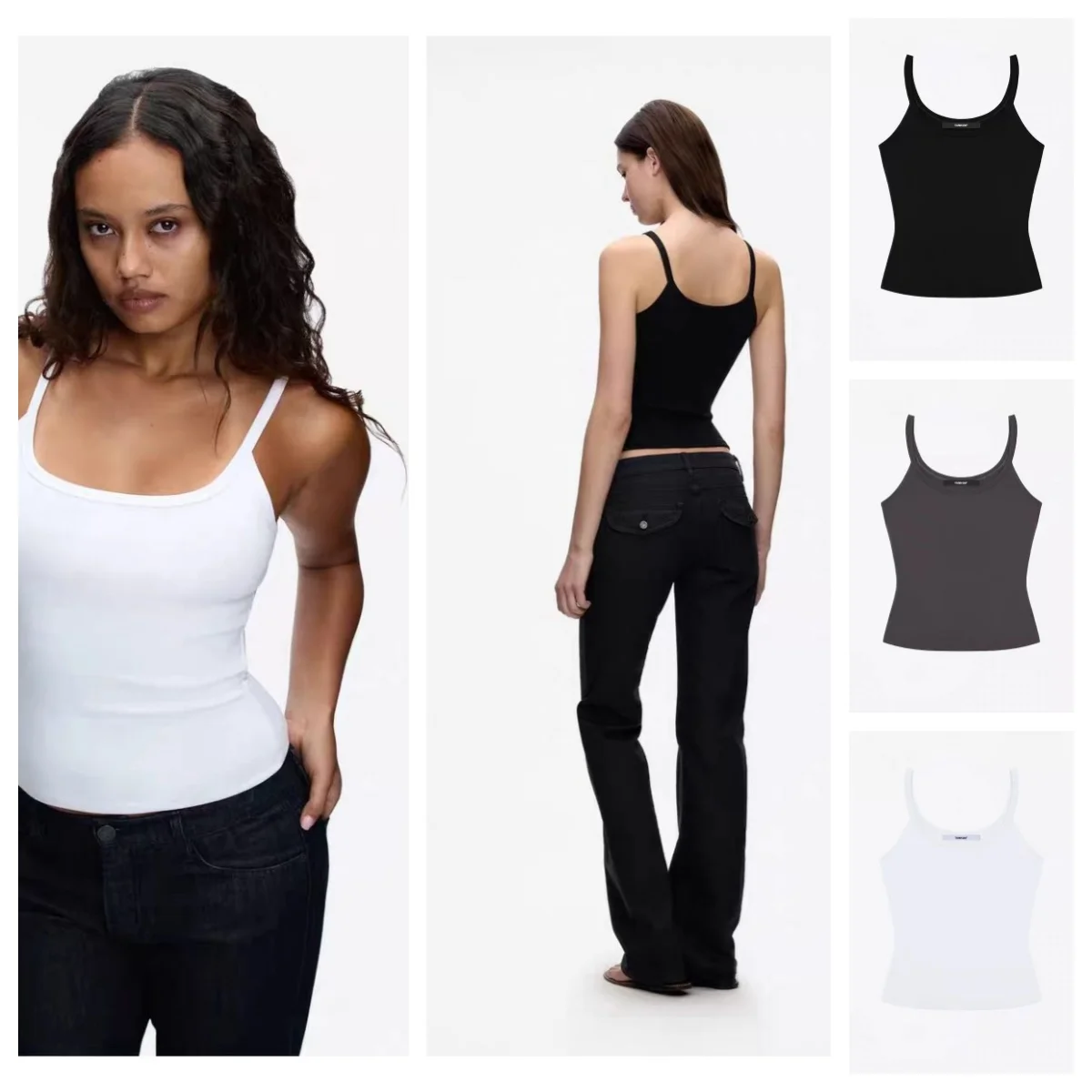 Tank American Style Crew Neck Slim Fit Stretch Basic Crop Top, Sweet & Cool Sexy Camisole Vest