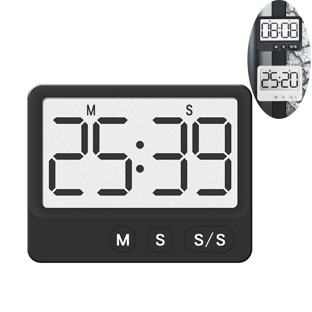 C2 Digital Timer Large Screen Magnetic Timer LCD Display Time Manager Kitchen Desktop Baking Timer Reusable Kitchen Gadget