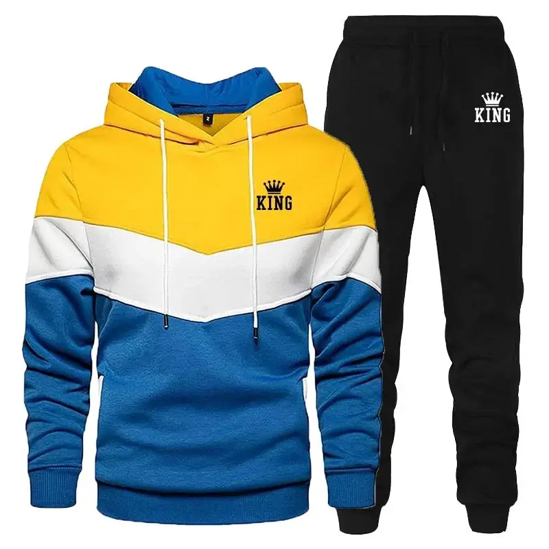 Men\'s Tracksuit Running Casual Hoodies Sweatpants Two Piece Sets Winter Sports Suit Outdoor Sweatshirt Set Fashion Male Clothing