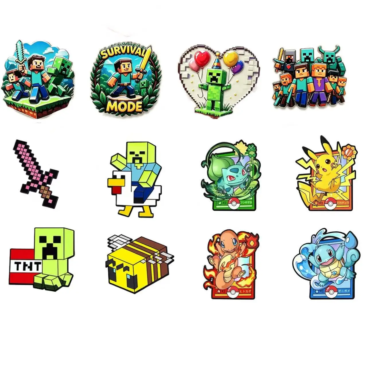 12-teiliges Set Pixel-Art-Anstecknadeln für Fans, Kinder und Freunde, Geschenk für Rucksäcke, Kleidung, Party-Deko, Anstecknadeln – Detail 4