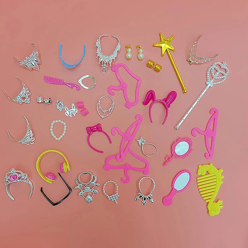 20PCS 1:6 Doll Fashion Jewelry Set-Crown,Earrings&Bracelets ,Luxury Miniature Accessories for Doll Display&Photo Props