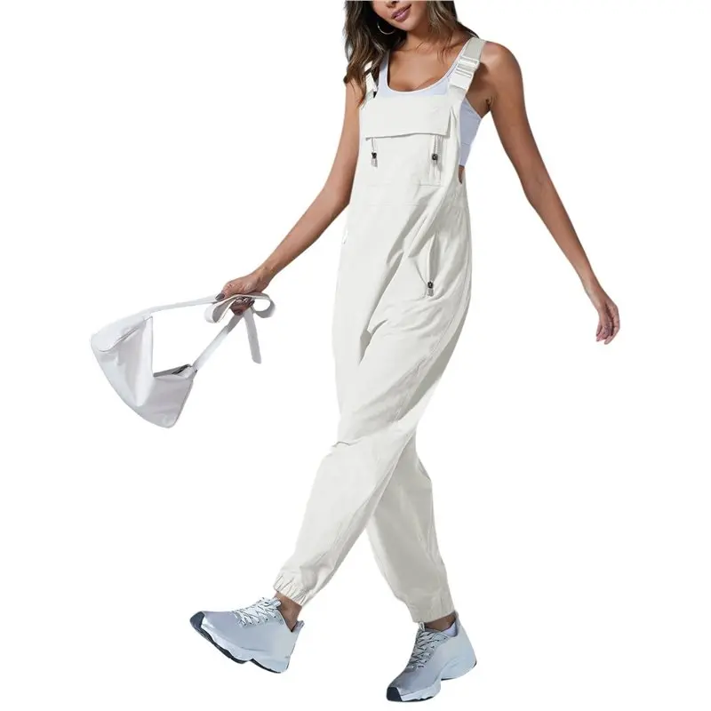 

CYL-Women's Casual Corduroy Overalls Sleeveless Adjustable Straps Jumpsuits For Women With Pockets