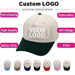 SLECKTON Custom Logo Baseball Caps for Men and Women Logo Embroidery Print Fashion Splicing Cotton Hat Adult Sun Hat Wholesale