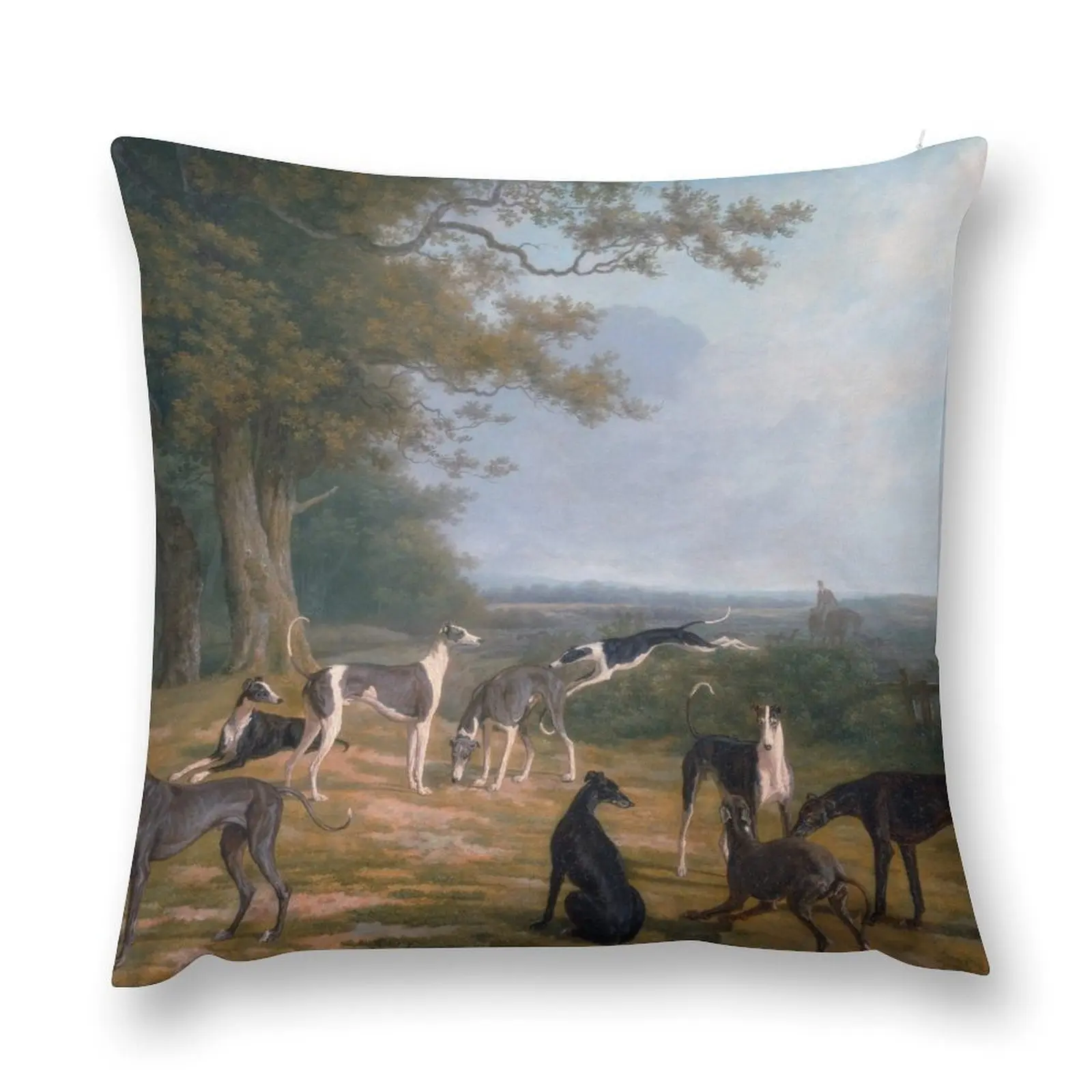 Nine Greyhounds in a Landscape (ca. 1807) by Jacques–Laurent Agasse. Throw Pillow luxury sofa pillows Luxury Pillow Case pillow