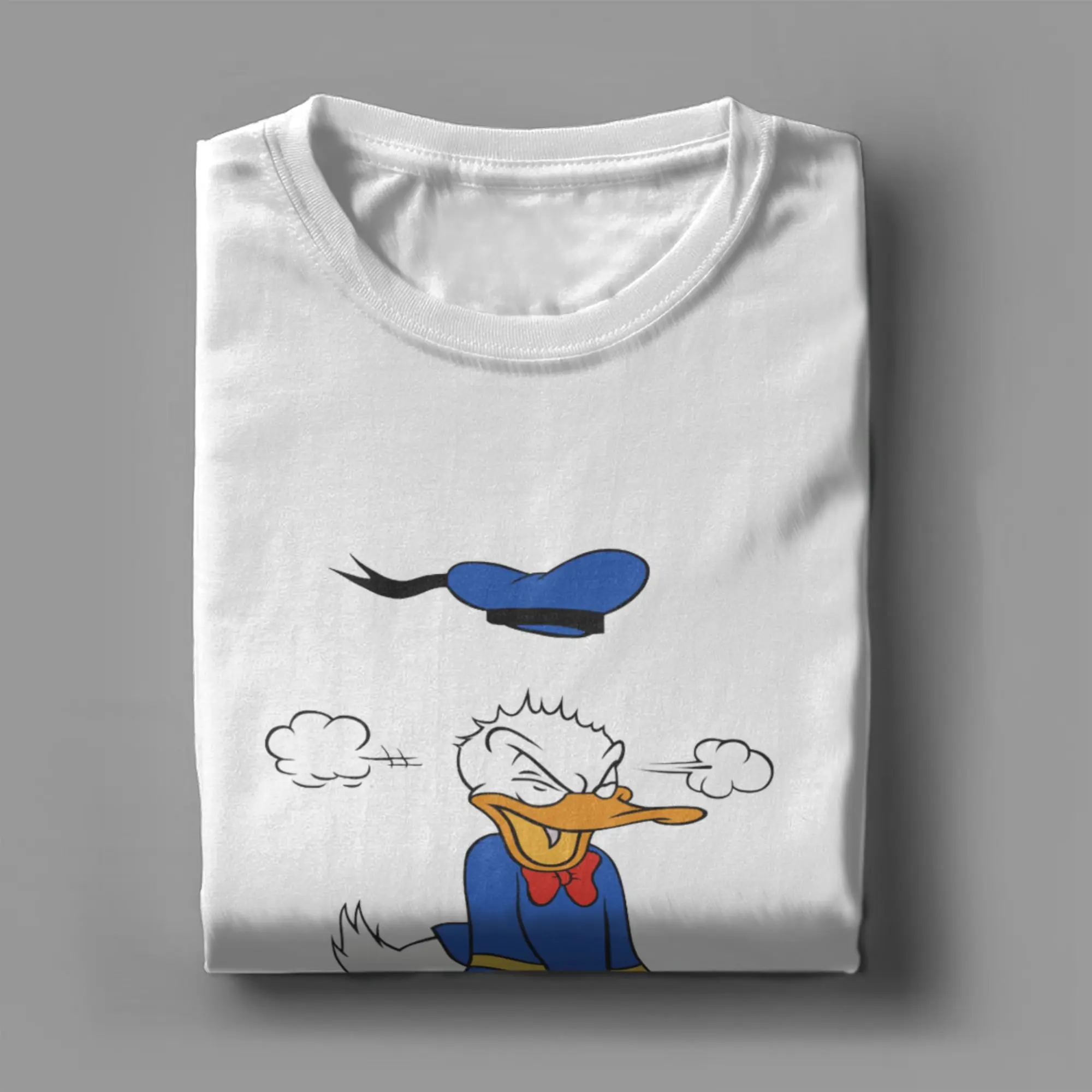 غاضب دونالد داك الكرتون الرجال تي شيرت خمر تي شيرت قصير الأكمام طاقم الرقبة تي شيرت القطن الخالص حجم كبير الملابس