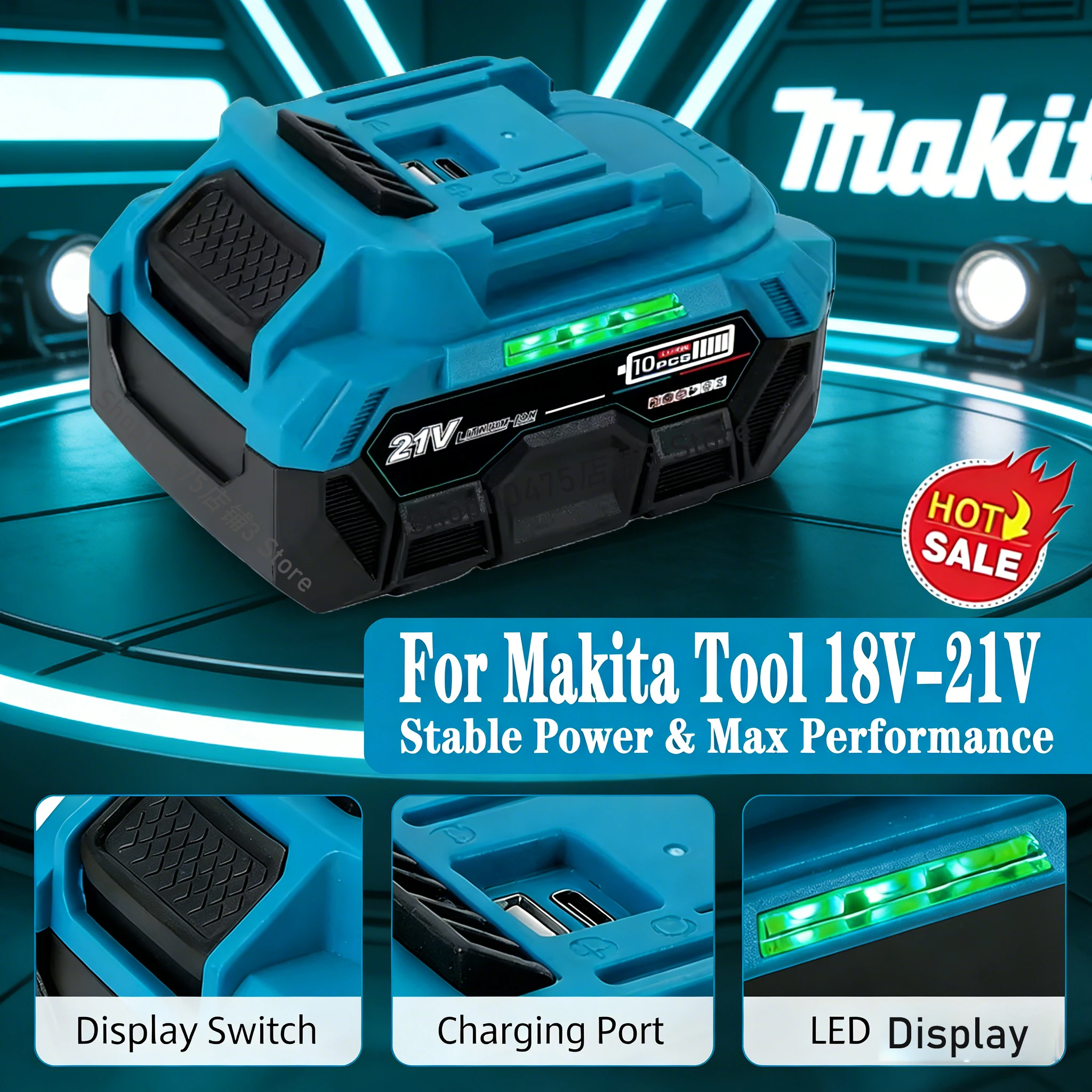 

New upgrade 21V 3/4/6Ah Replacement Battery,Type-C Fast Charging BMS Protection for Makita 18V LXT BL1850 BL1840