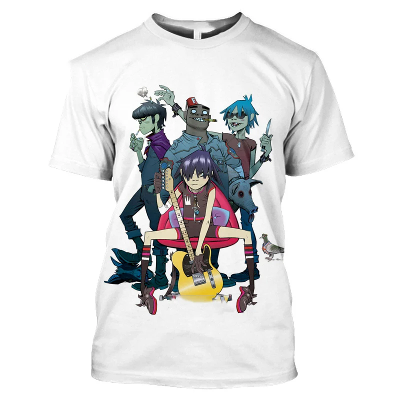 Rock Band Gorillaz T Shirt Child Fashion Oversize T-shirt Kids Hip Hop Tops Unisex Tees Shirt Boy Tshirt Kawaii Camisetas Hombre