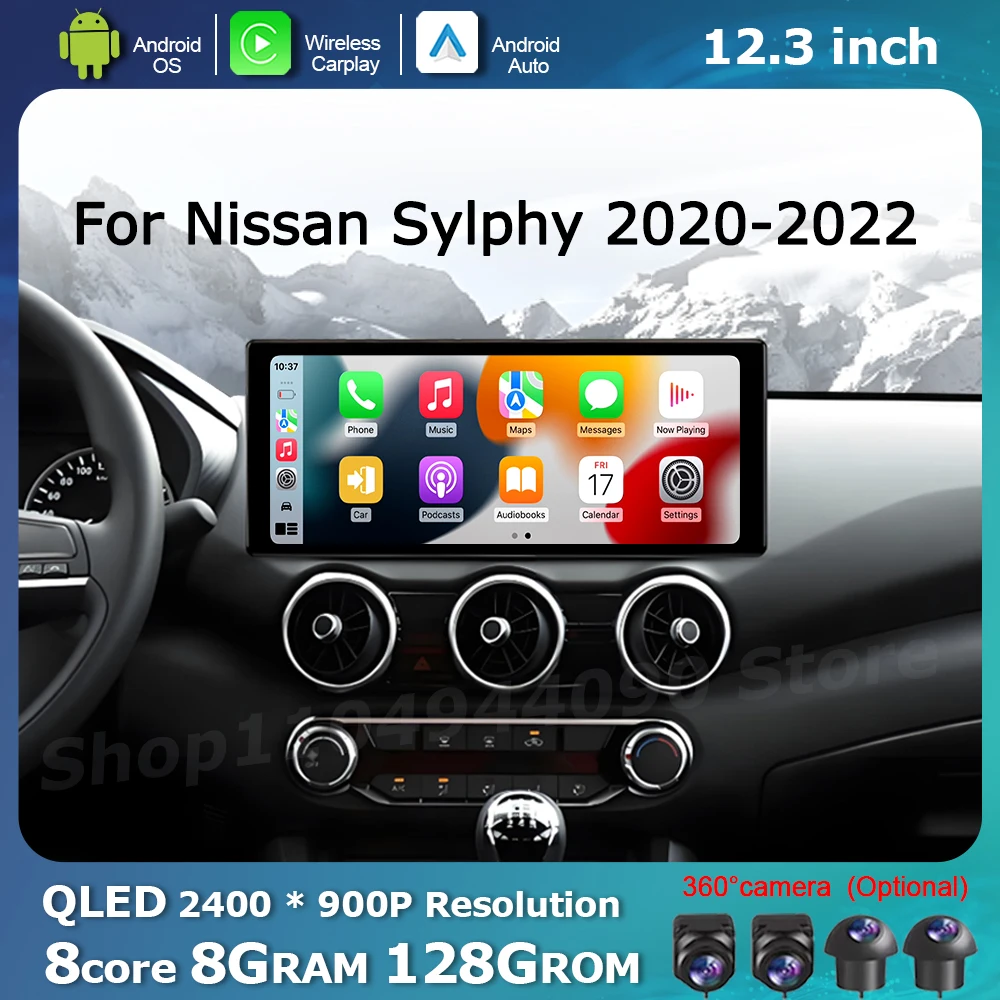 

Android OS QLED Car Display Screen for Nissan Sylphy 2020 - 2022 Multimedia Radio Player DSP Stereo BT GPS Navi Wireless Carplay