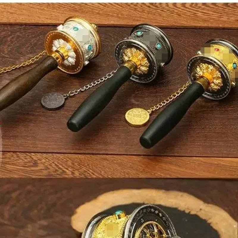 Tibetan-style premium alloy double-bearing ultra-quiet six-syllable mantra hand-cranked large, medium, and small sizes