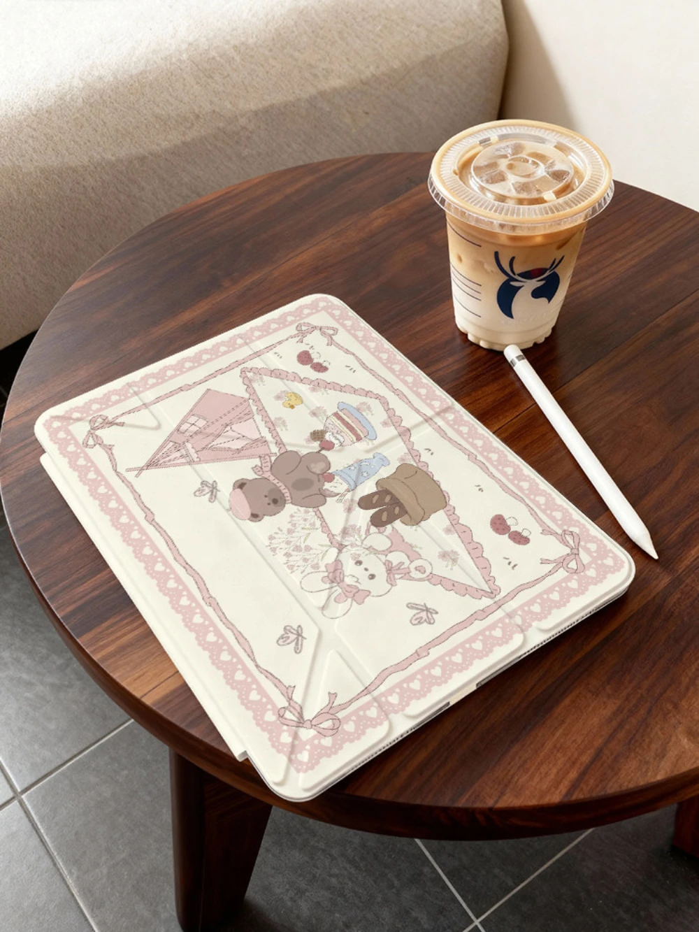 

Cute Camping Bear Rabbit Tablet Case For iPad Pro 11 12.9 13 M2 M4 M3 M5 Shell 8.3 9.7 10.2 5/6/7/8/9/10/11th Air 3 4 5 6 Cover