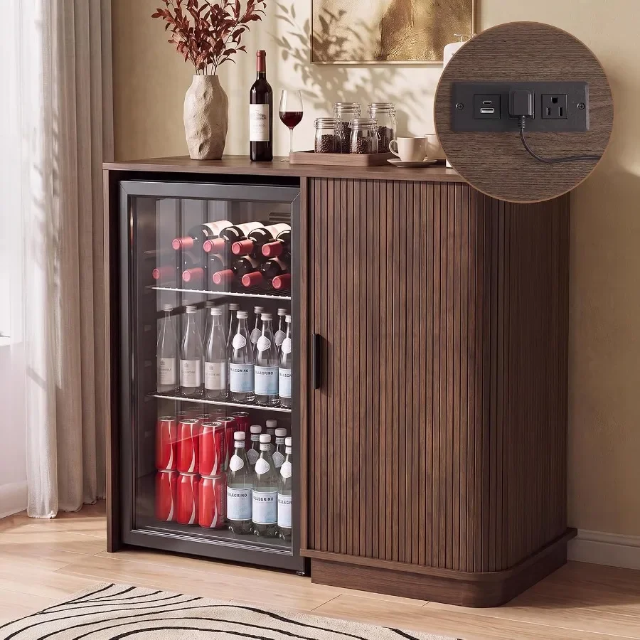 Coffee Bar Cabinet with Mini Fridge Space