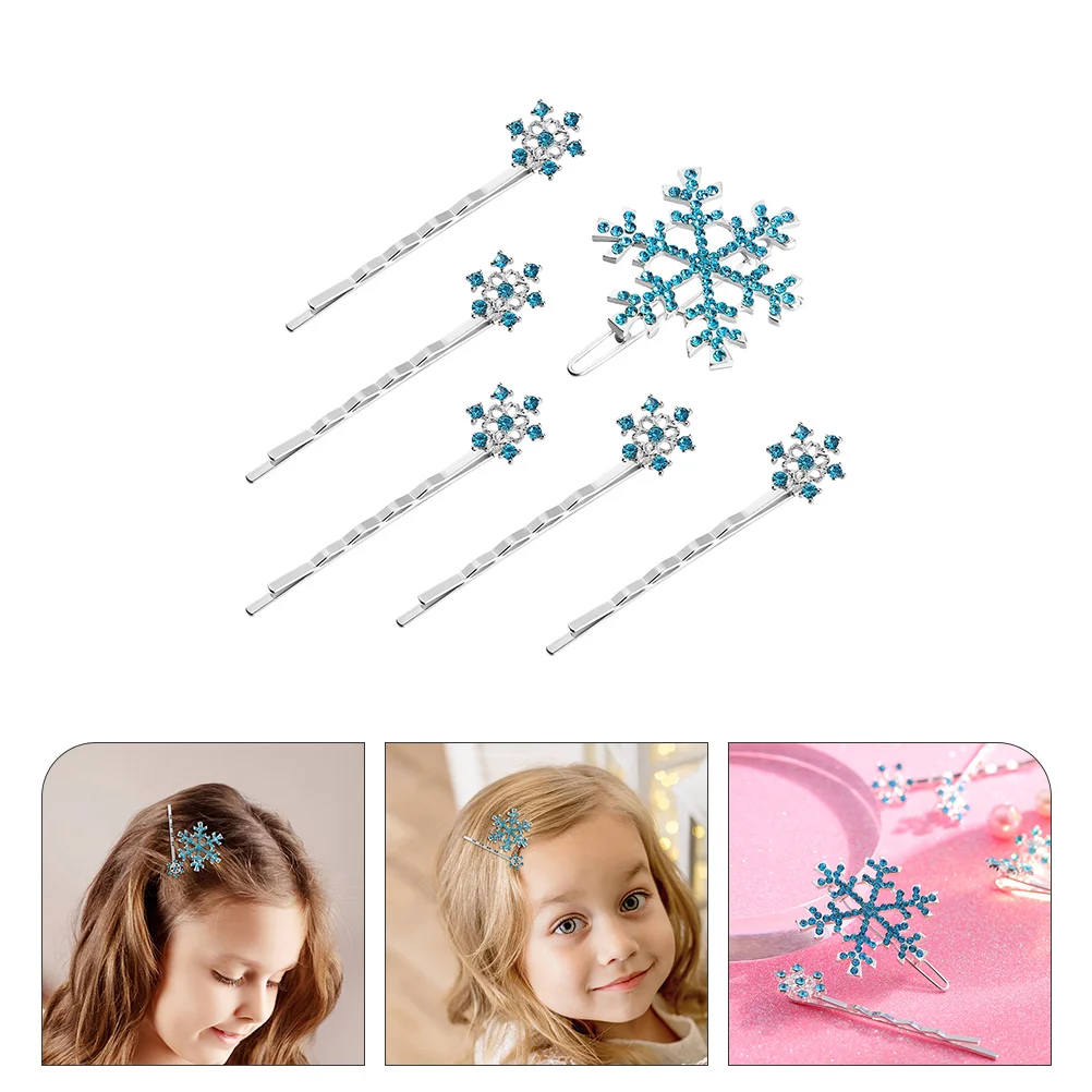 

18 Pcs Hairpin Girls Accessories Rhinestone Adornments Snowflake Decorations Alloy Headdress Clips Blue