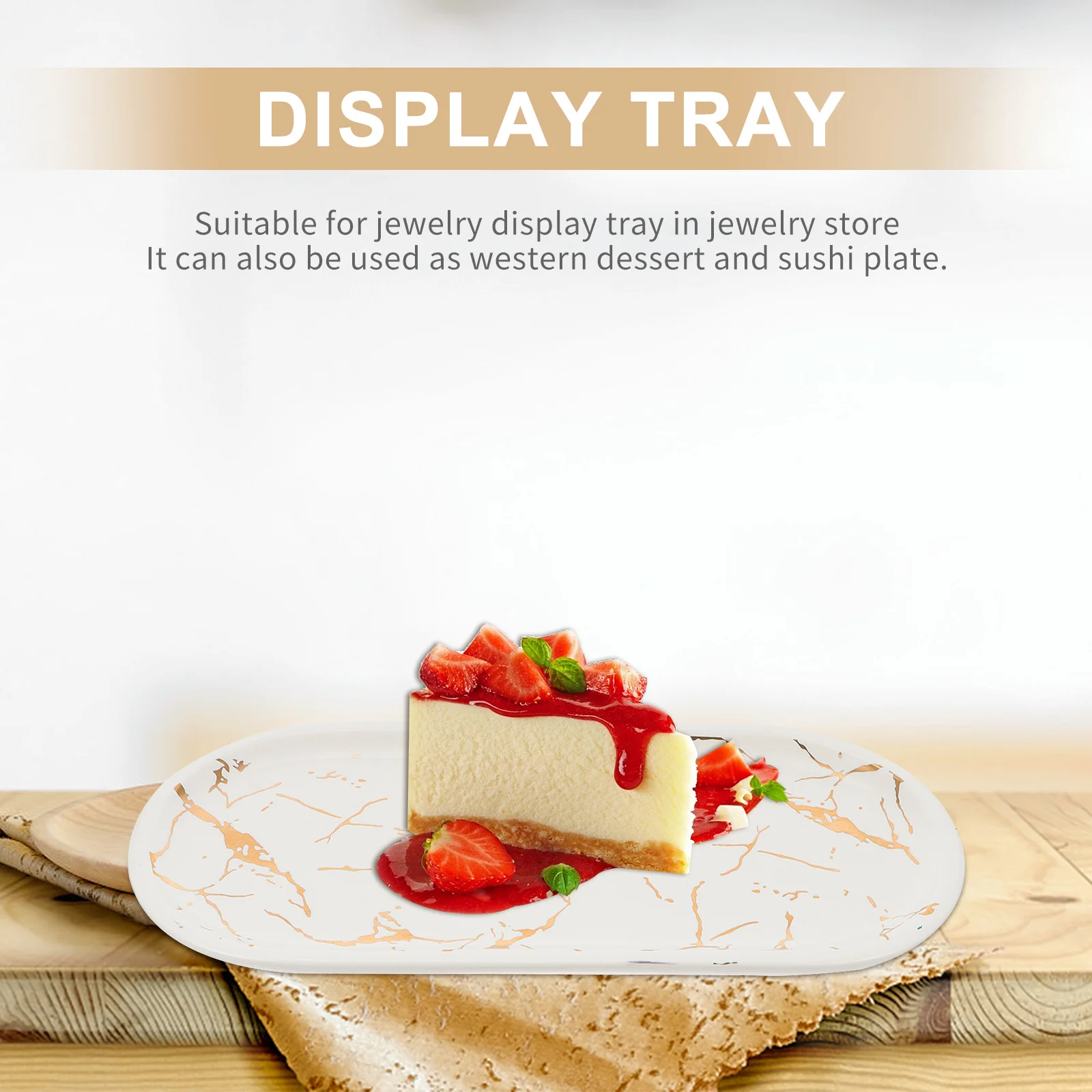 

1Pcs Ceramic Marbled Food Display Plate Elegant Steak Dish Jewelry Tray Matte Finish Sushi Plate Home Restaurant Use