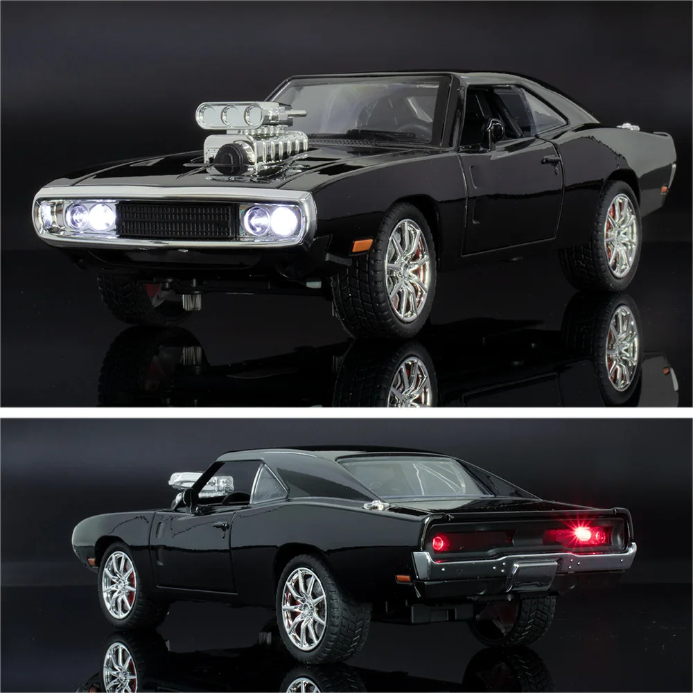 1:24 1970 Dodge Charger R/T Muscle car Fast & Furious Alloy Diecasts & Toy Car Model Sound and light Car Toys For Kids Gift C193