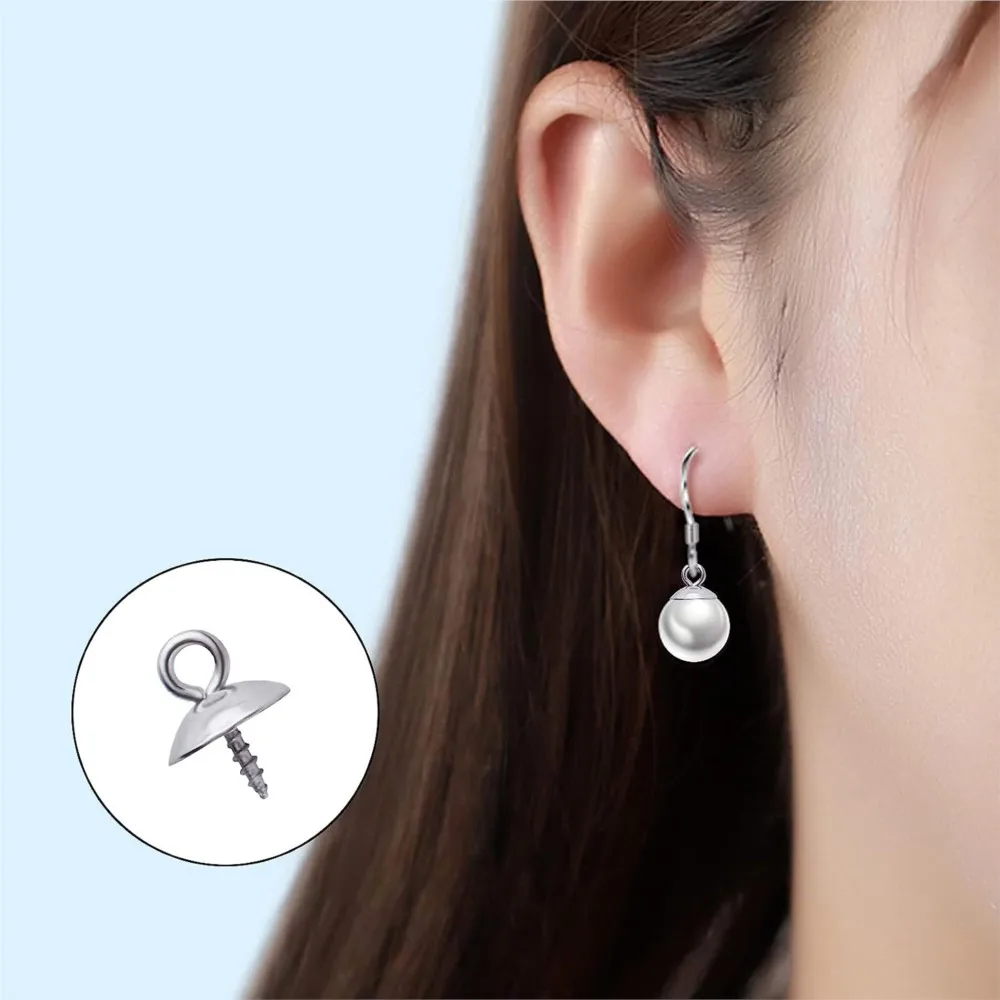 20 قطعة 4/5/6/8 مللي متر الفولاذ المقاوم للصدأ المسمار العين دبوس اللؤلؤ نهاية قبعات أعلى حفر قلادة موصل DIY بها بنفسك صنع المجوهرات اكسسوارات #6