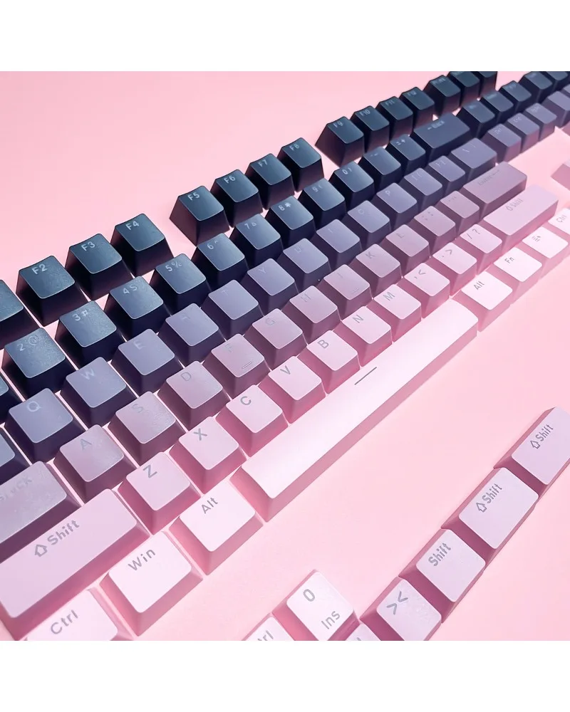 

BlackBerry Keycaps OEM High Character Translucent Black to Pink Gradient Keycaps Mechanical Keyboard Universal
