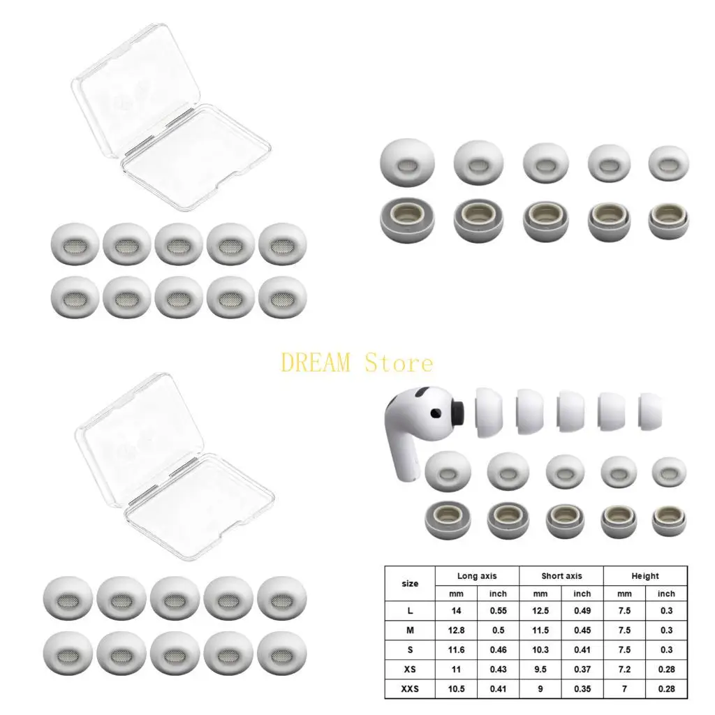 5Pair Silicone Ear Tip with Storage Box for Pro3 In-ear Headphone Eartips Tip Anti-Slip Noise Reduce best sale