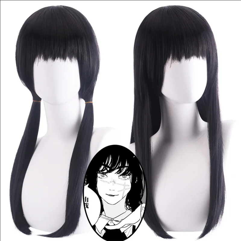 

Synthetic Cosplay Wig Black Long Straight Uniform Style for Mitsu-Yo Inspired War Fiend Female Costume Party
