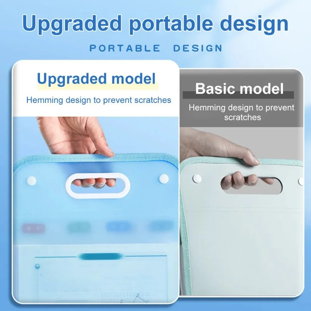A4 File Folder Large Capacity Portable Organ Bag Folder Document Storage Student Exam Paper Bill File Sorting Organizer Case