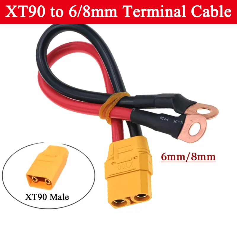 10AWG XT90 to 6MM 8MM Copper O Terminal Line Aircraft Model Lithium Battery Connection Wire XT90 Plug to Nose Connector Cable