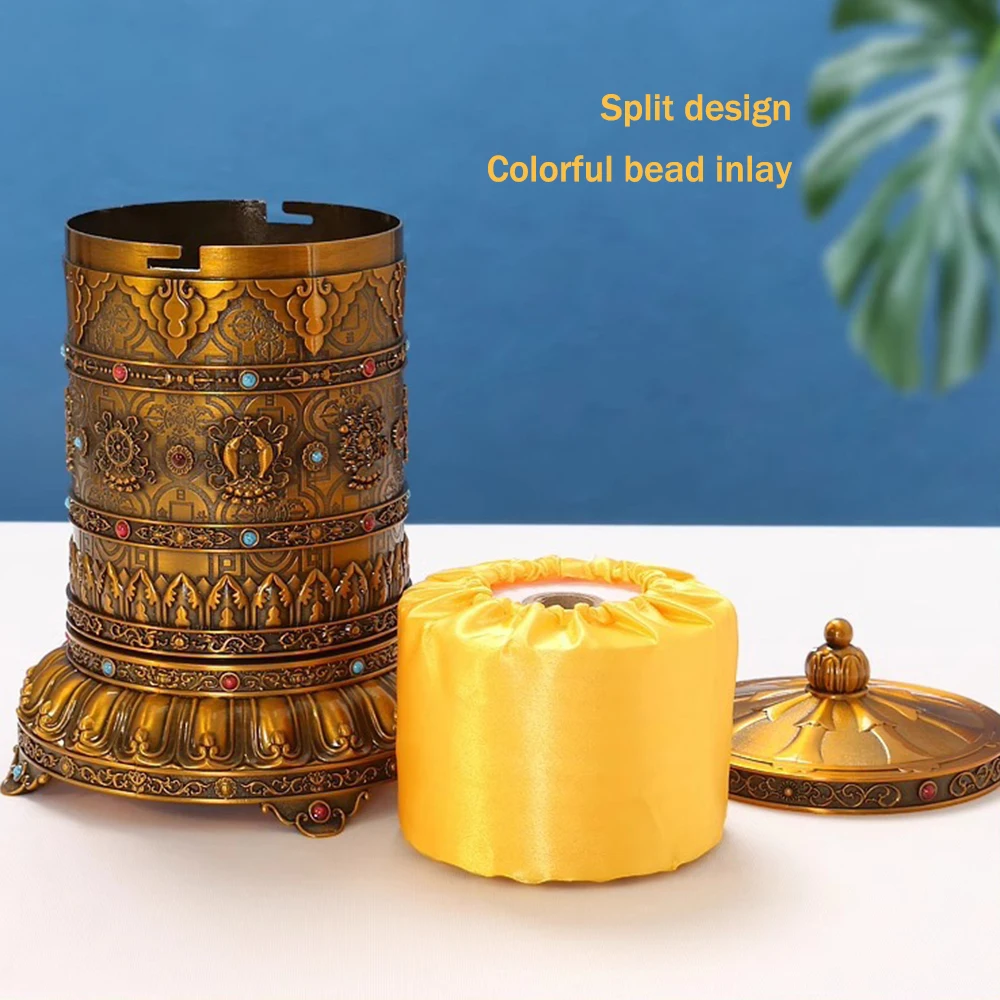 Silent style electric prayer wheel, Desktop ornament, Rotate luck wheel, Charging plug-in model prayer wheel, Buddhist ornaments