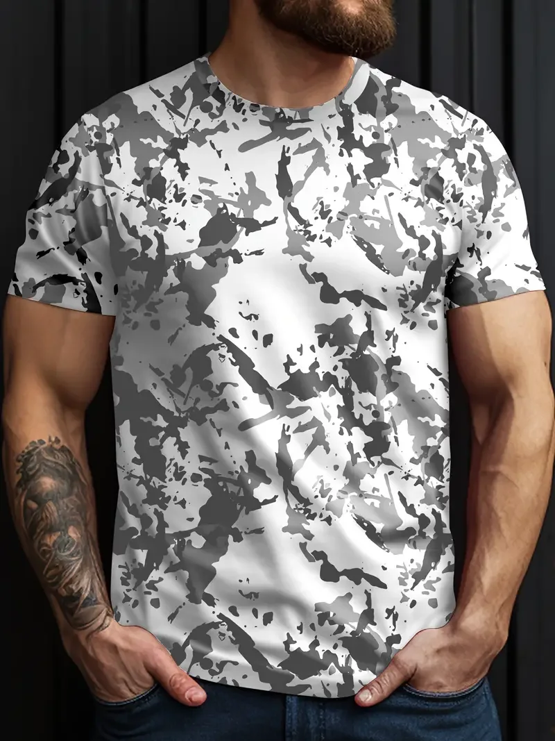 3D камуфляжная футболка мужская одежда уличная мода повседневная с круглым вырезом с коротким рукавом летняя уличная мужская спортивная вентилируемая футболка большого размера
