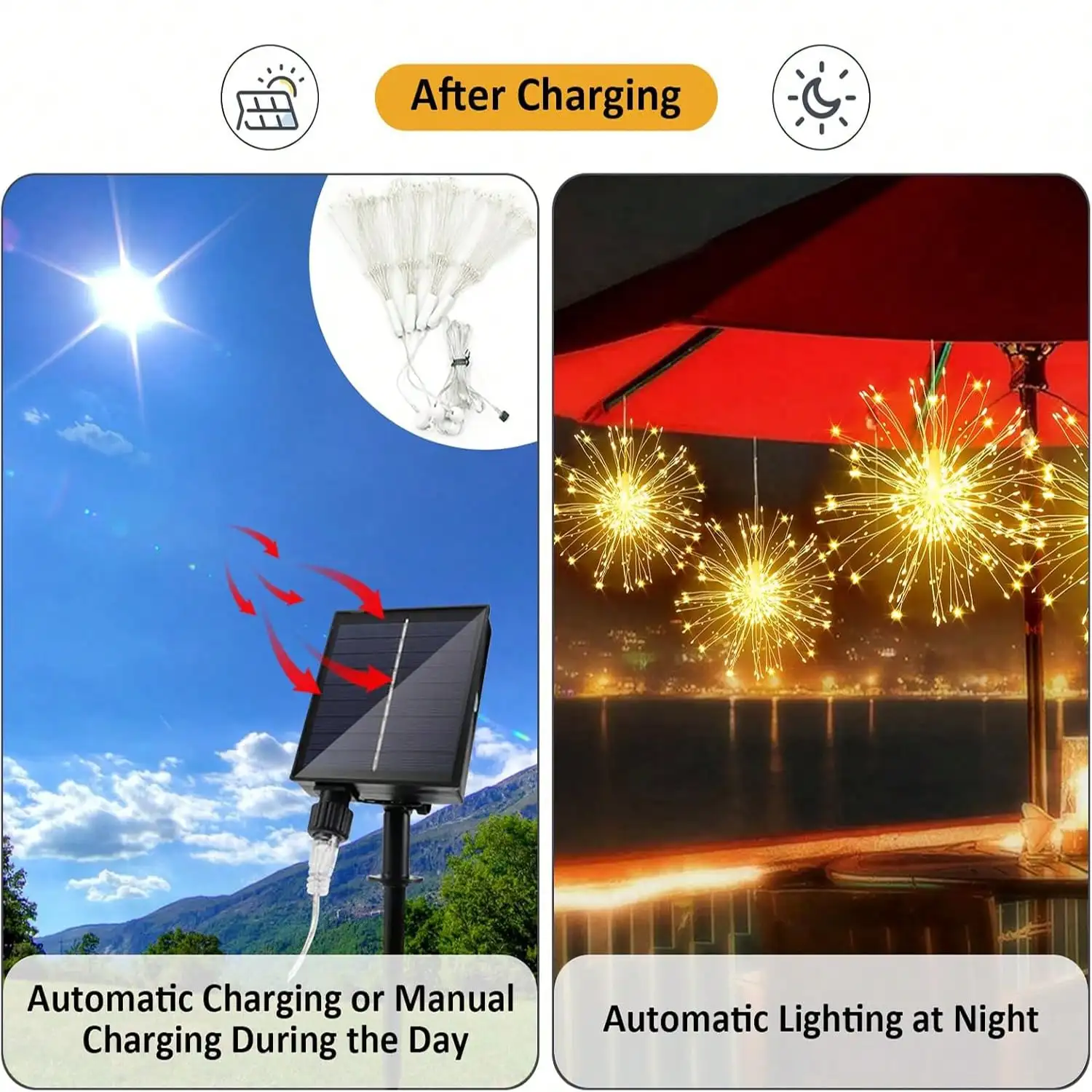 4/6 Pack Firework Star String Lights: 8 Modes Warm White Fairy Lights for Party Wedding Garden