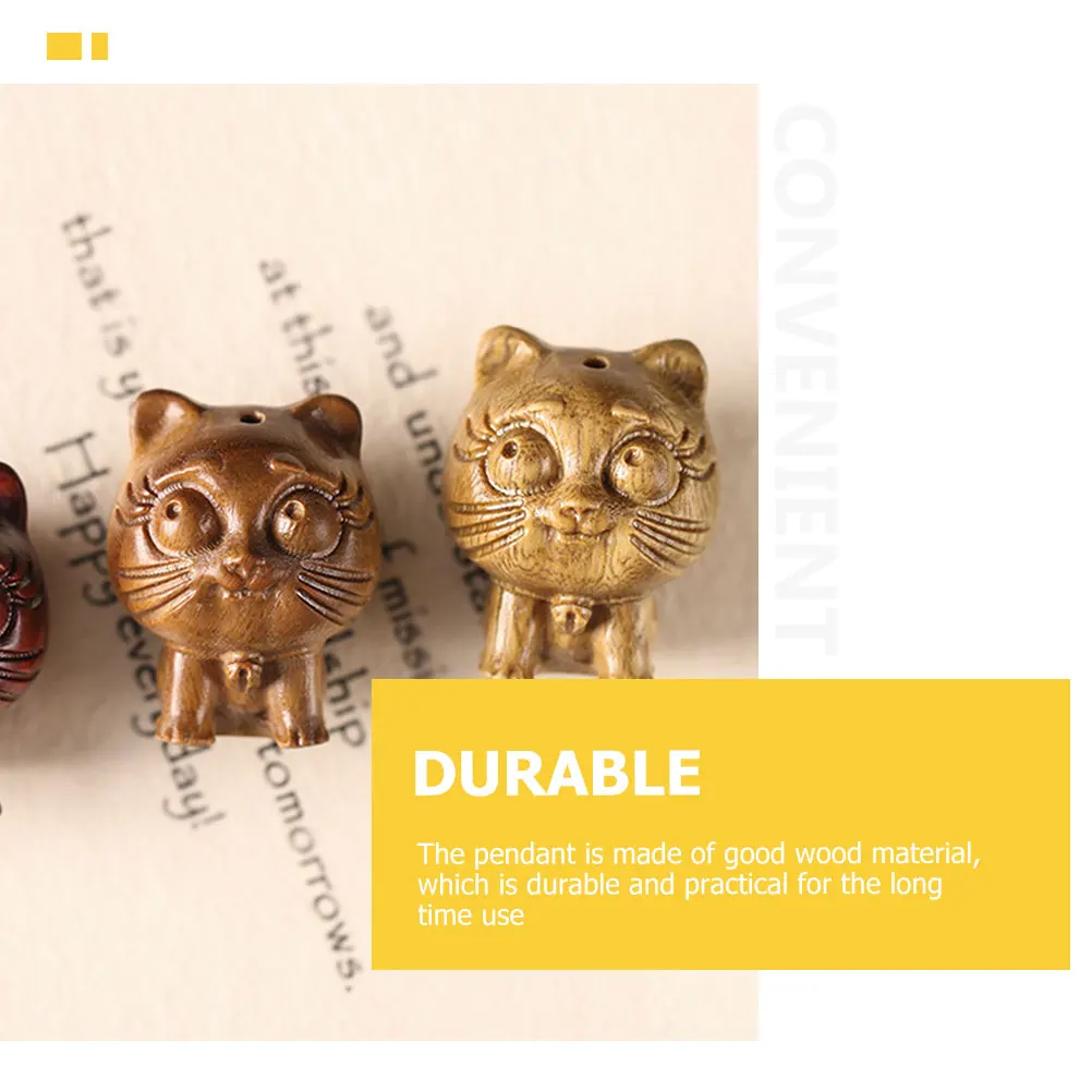 

Wooden Cat Pendant Compact Kitten Charm Retro Design Keychain Pendant for DIY Craft Accessories Wooden Pendants