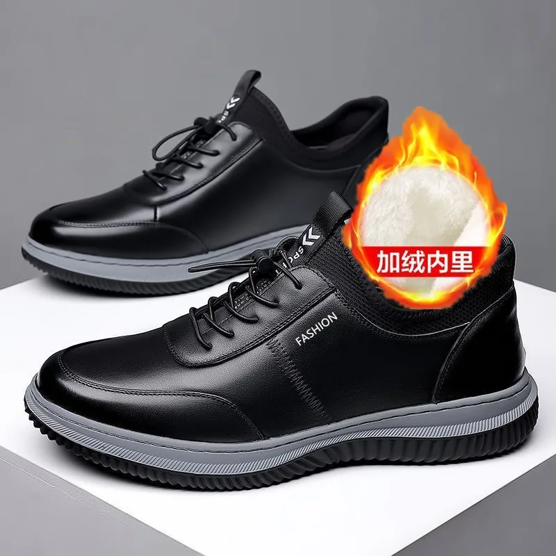 Black Hot Sale Breathable Men Casual Shoes Fashion Brand Classic Casual Men Pu Leather Shoes