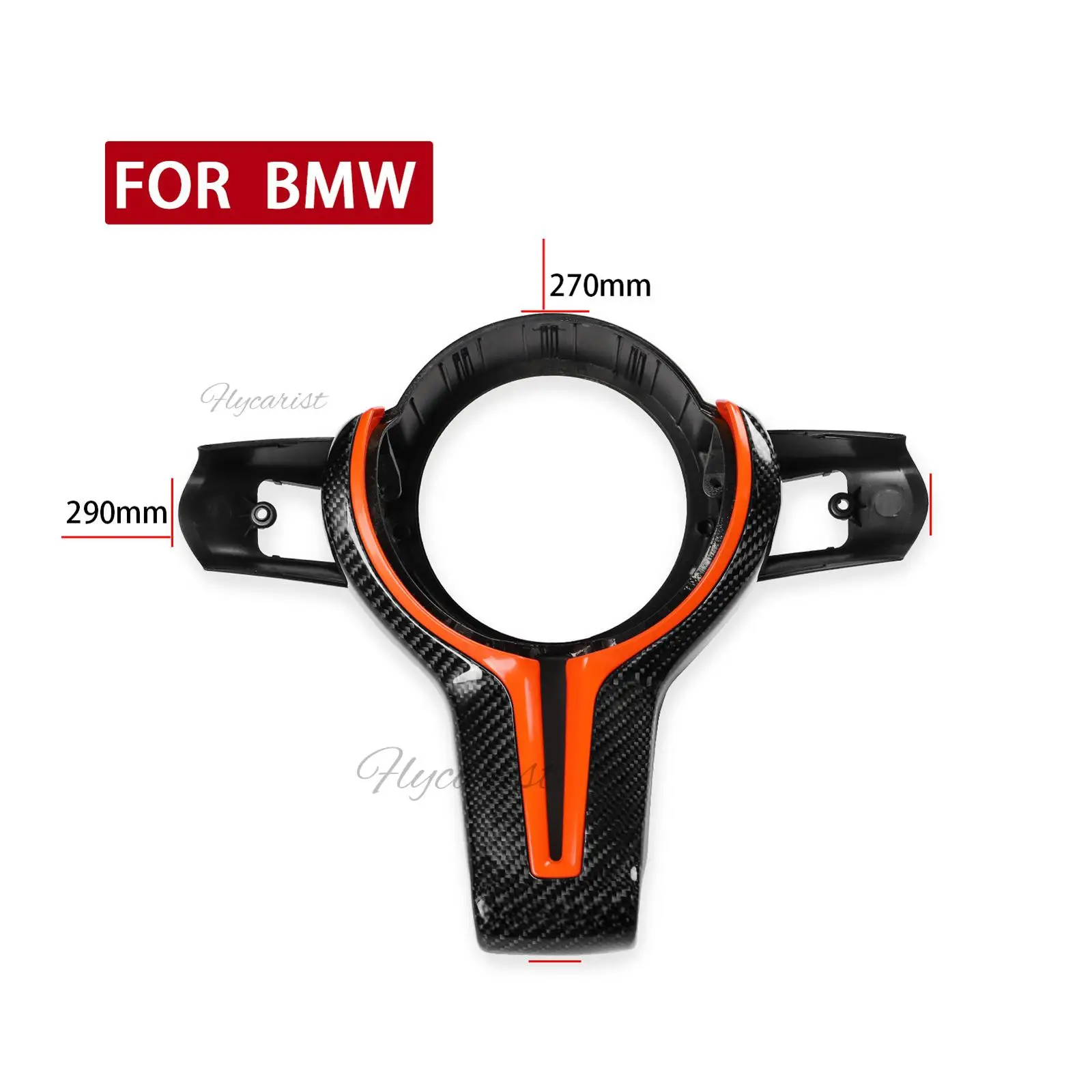 Carbon Fiber Steering Wheel Trim Replacement Fit For BMW M X5M X6M Series 1-6 Orange Black