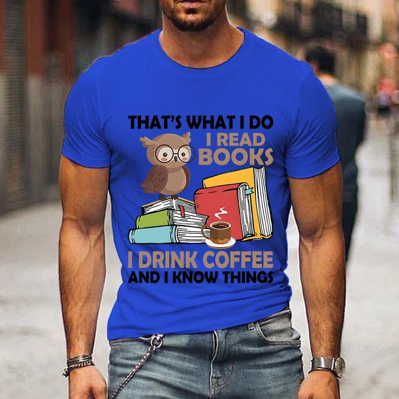 Men Book Lovers Tops Oversize Hip Hop T Clothing Summer Casual TshirtMen Tees I Read Books I Drink Coffee Funny Print Crewneck